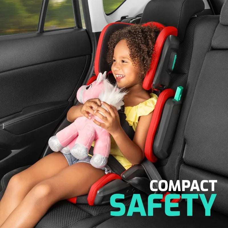 Hifold Foldable Highback Booster Car Seat with Strap – Racing Red