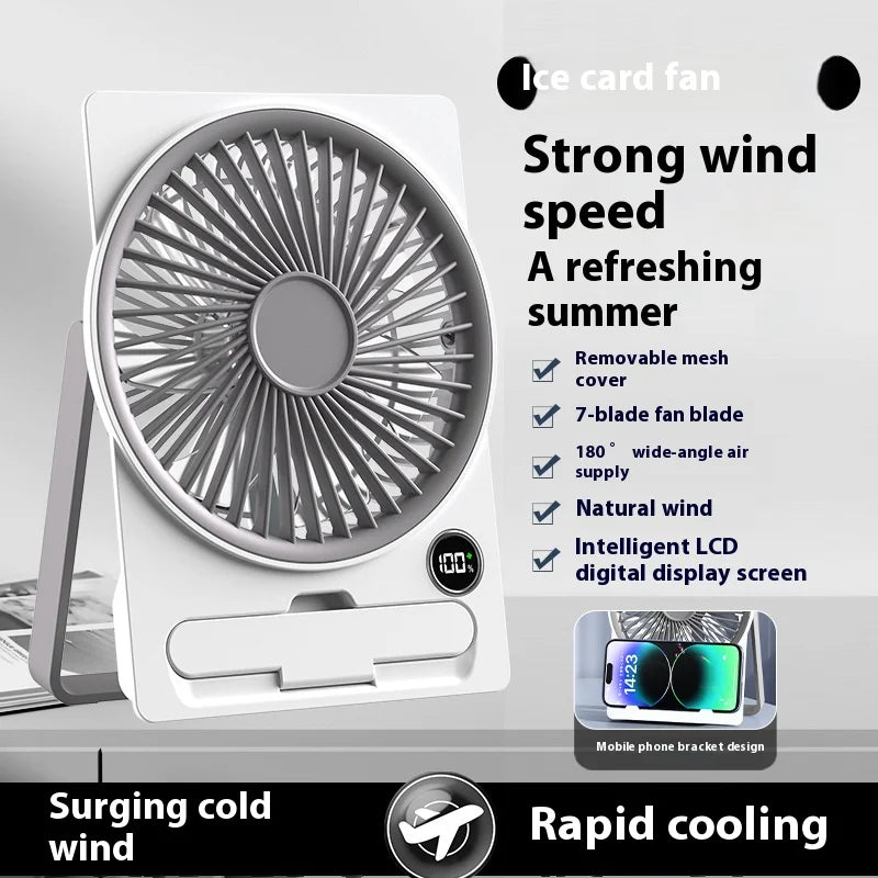 Ventilateur de table, ventilateur de chargement USB portable, ventilateur personnel mural avec affichage de la puissance, ventilateur de table ultra silencieux à 5 vitesses