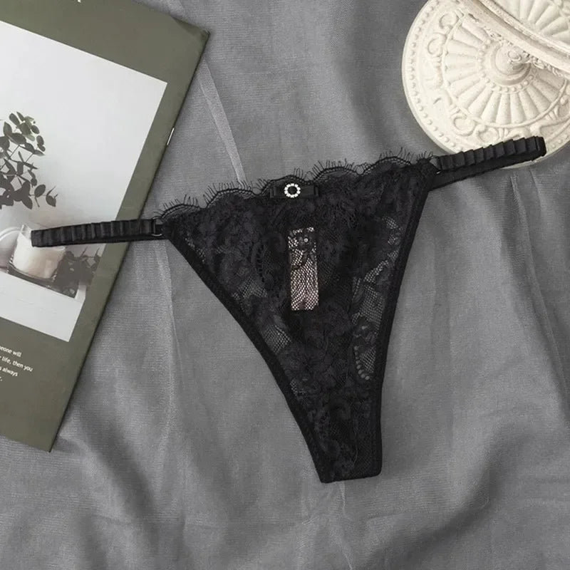 G-String Dentelle Femme — Culotte Lingerie Taille Basse Couleur Unie