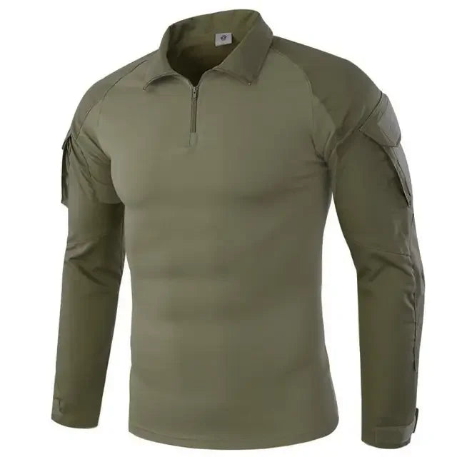Camisetas de senderismo tácticas al aire libre para hombre, combate militar del ejército CP camuflaje de manga larga, camisa de escalada de caza, ropa deportiva de algodón