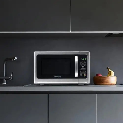 1,2 pies cúbicos. Horno de microondas de encimera – 1000 W de potencia, configuración de cocción automática inteligente, descongelación, fácil limpieza y bloqueo para niños