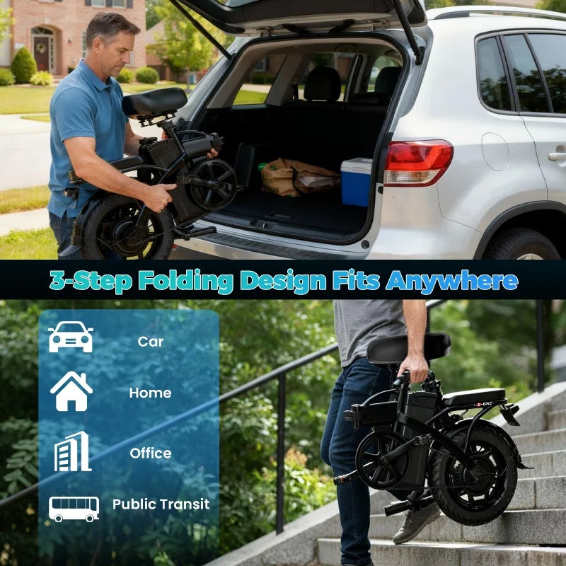 Bicicleta eléctrica para adultos de 1000 W 2000 W, 48 V 30 millas, aleación de aluminio, 14 pulgadas, bicicleta eléctrica urbana para hombres y mujeres, bicicleta eléctrica