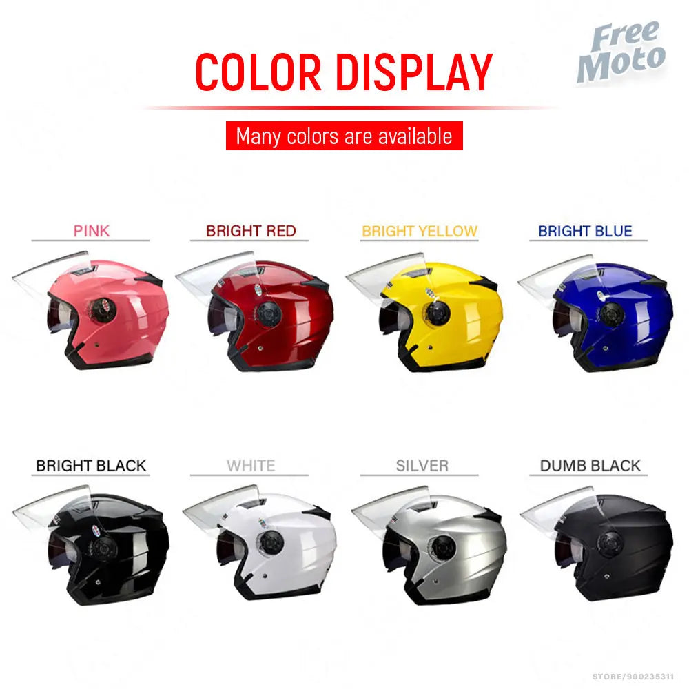 Motorcycle Helmet Go Kart Scooter Engine Van Motorbike Double Lens Vintage Helmets Four Seasons Racing Half Helmets Helmet
