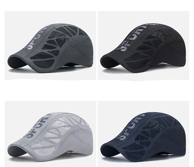 Gorra de deporte con alfabeto para hombres, nueva gorra de verano de malla transpirable, sombra de secado rápido, gorra de protección solar para exteriores