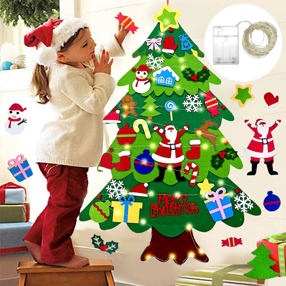Árbol de Navidad de fieltro, decoración para el hogar, Año Nuevo 2022, adornos navideños, regalos para niños, DIY