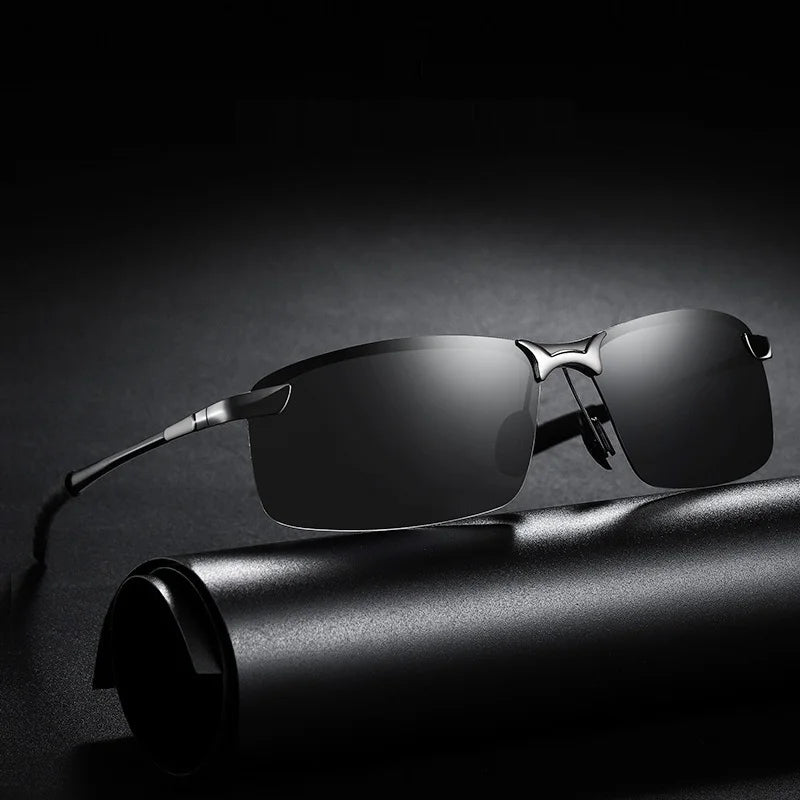 Lunettes de soleil polarisées classiques en métal pour hommes, mode, conduite, pêche, demi-monture, rétro, marque de luxe, lunettes de créateur, UV400