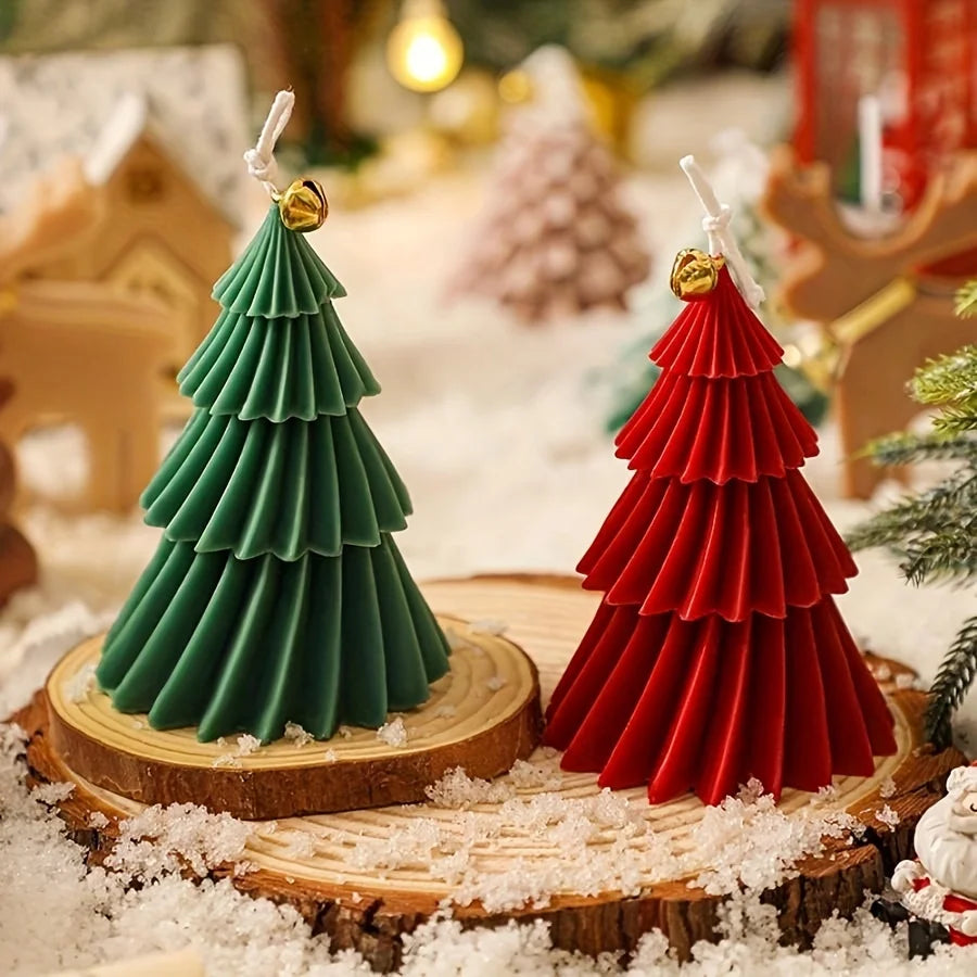 Molde de silicona para velas de árbol de Navidad, bricolaje, yeso, cemento, forma de árbol de Navidad, resina de silicona
