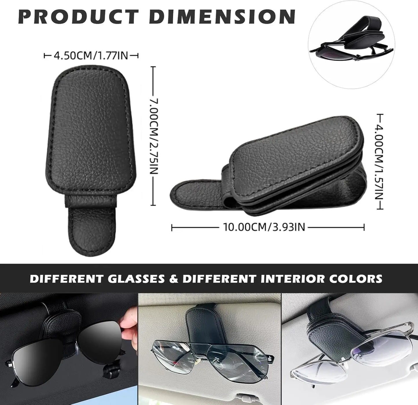 Le support de lunettes de soleil convient aux pare-soleil de voiture, Clip de lunettes de soleil en cuir magnétique et Clip de b