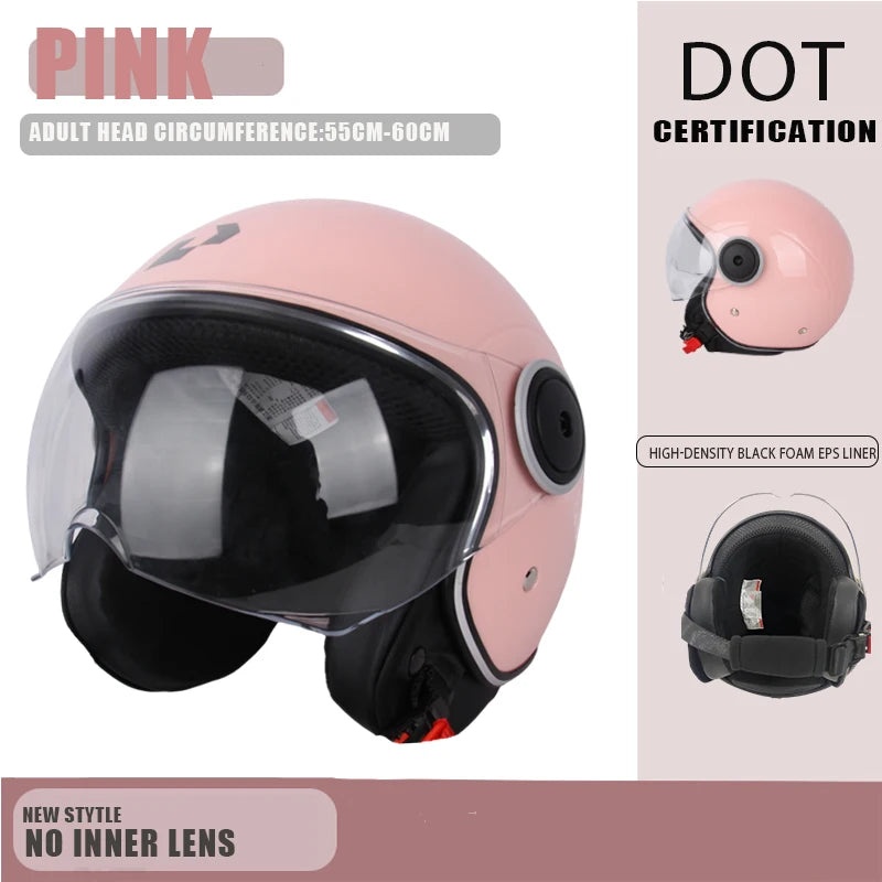 Casque Moto Ouvert Vintage Rétro DOT 3/4 — Cruiser Homme Femme