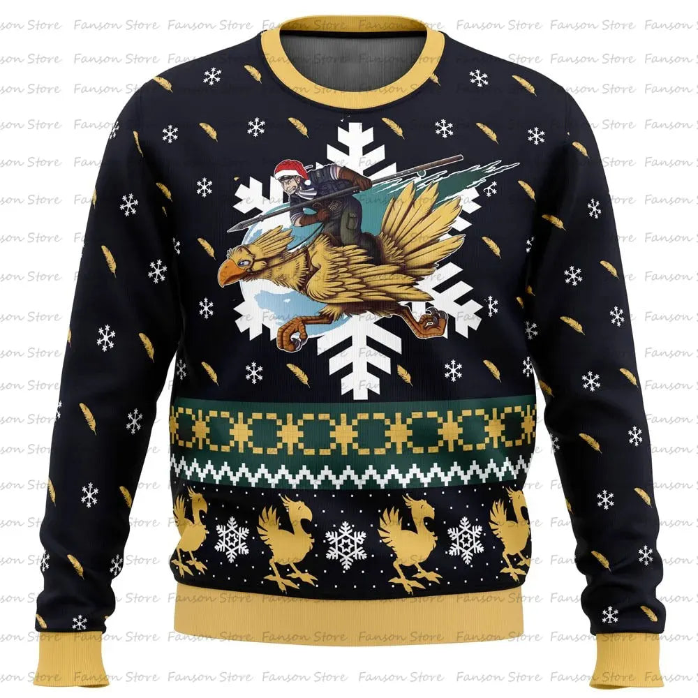 Final Nette-Rib de Navidad Anime Cartoon para hombres y mujeres, Sudadera con capucha para pareja, rib, Y-2025, 7 VII FF7 en-ly, Nueva moda