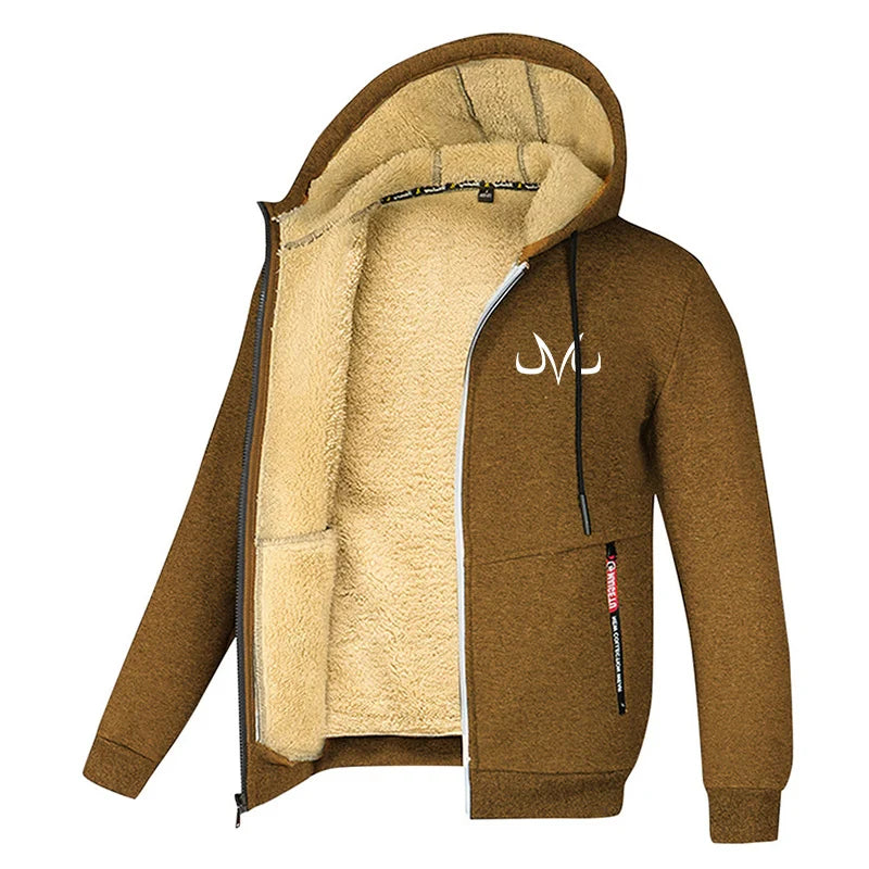 Chaquetas para hombre estampadas con forro polar sherpa, abrigos cálidos de invierno de felpa con bolsillos con cremallera, sudadera con capucha y cremallera, conjuntos para exteriores