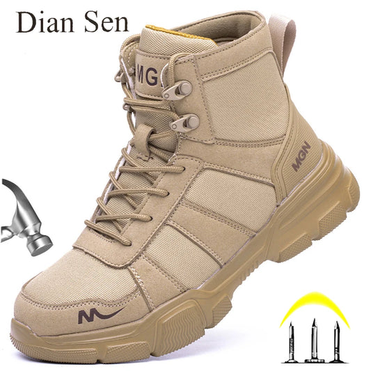 Botas de trabajo Zapatos de seguridad indestructibles para hombre Zapatos con puntera de acero Zapatillas antipinchazos para mujer Zapatos de trabajo antideslizantes Botas tácticas para hombre