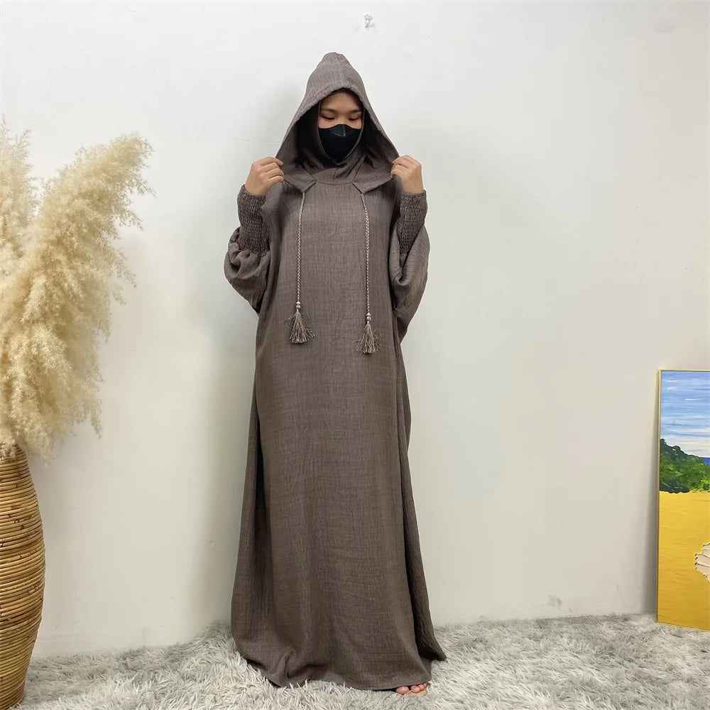 Femmes 12 couleurs Abayas musulman Ramadan vêtements de prière avec capuche Jalaba solide décontracté manches chauve-souris Robe arabe Eid Djellab