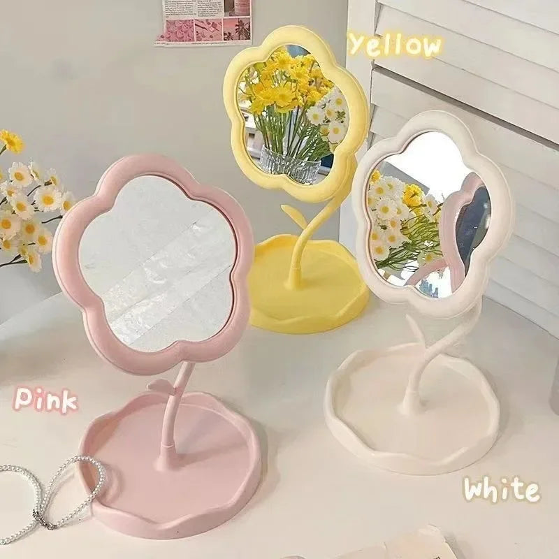 Miroir de bureau Design floral mignon, décoration créative pour chambre à coucher, cadeau de haute valeur esthétique, miroir décoratif de vanité de Style Gao Yan