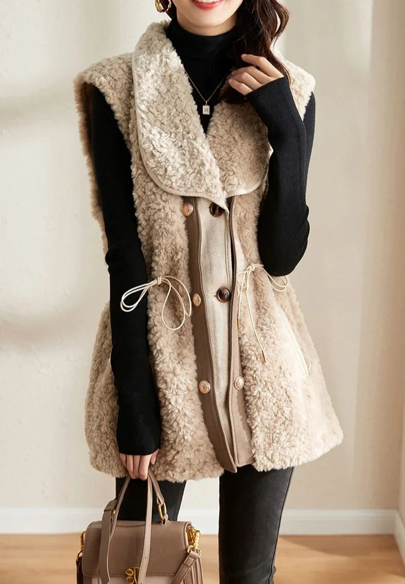 Gilets en peluche d'agneau pour femmes — automne, élégants, nouvelle collection