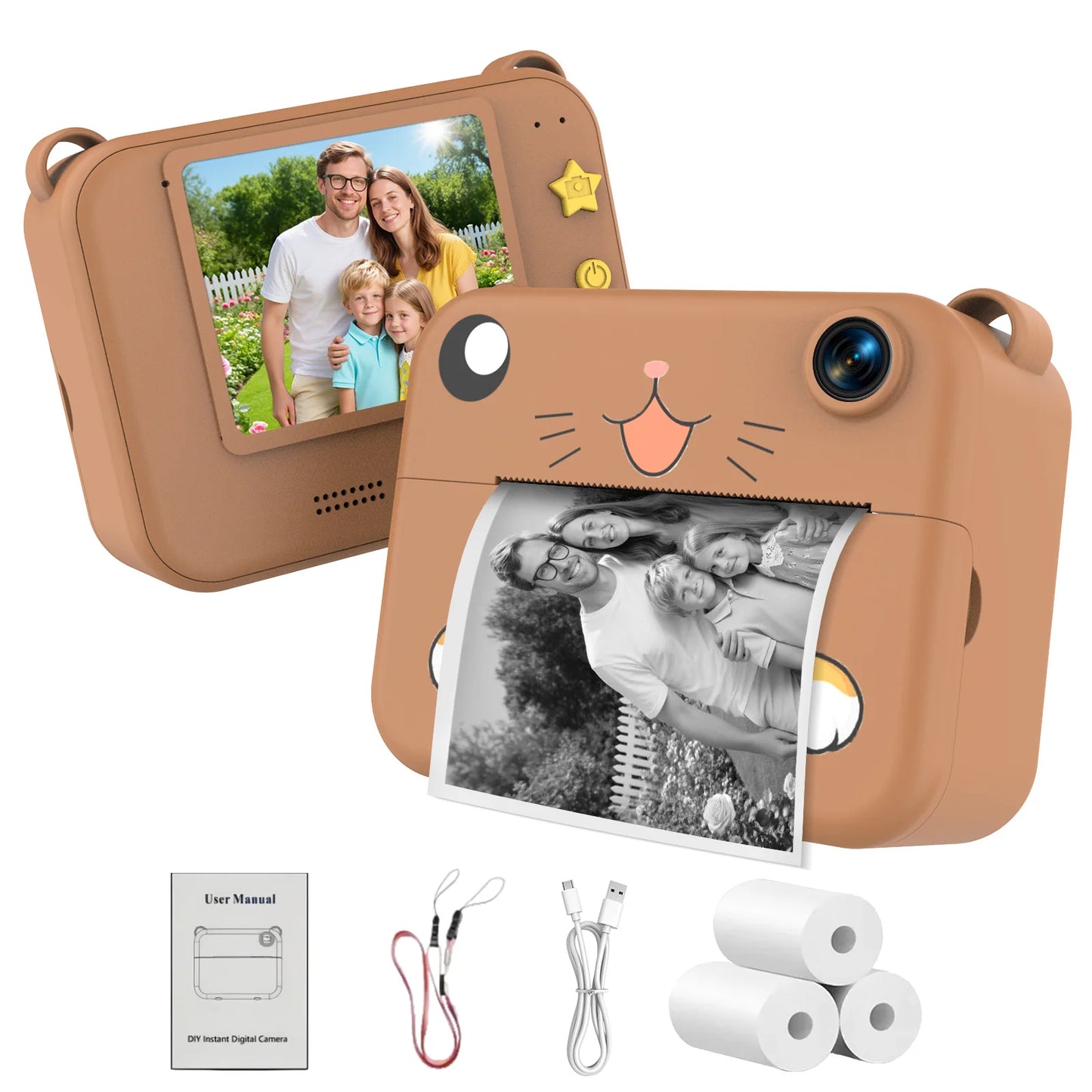 Cámara digital para niños, impresión instantánea, grabadora de vídeo HD, mini impresora térmica, los mejores regalos de fiesta de cumpleaños, 1080p