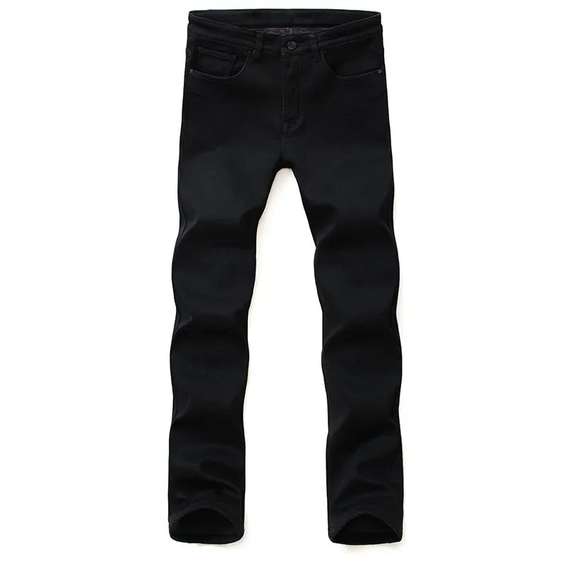 Jean Homme Classique Stretch Noir — Biker Denim Coupe Ajustée