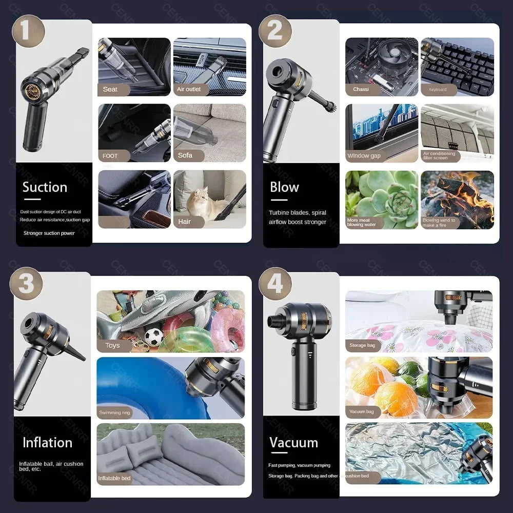 CENRR 998000 PA Powerful Car Vacuum Cleaner Portable Handheld Car Vacuum Cleaner Cordless Car Cleaner Robot Car Accessories