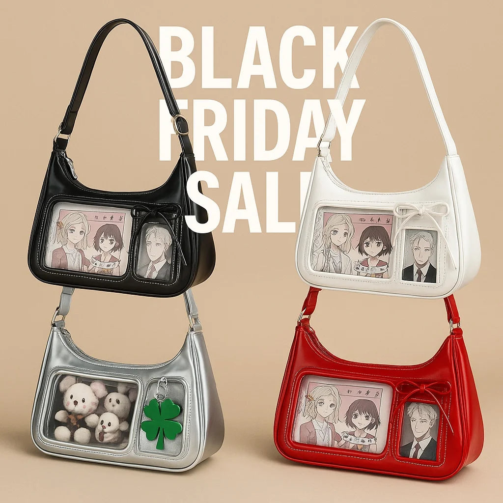 Y2K Harajuku Shoulder Bag Women Korean Transparent Ita Bag School Crossbody Bag Japanese Designer Preppy Handbag Purse