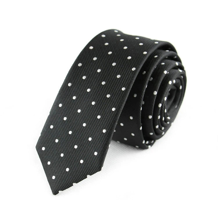 Cravate slim 5cm pour hommes — polyester, rayé, points, solide, Jacquard, affaires, fête