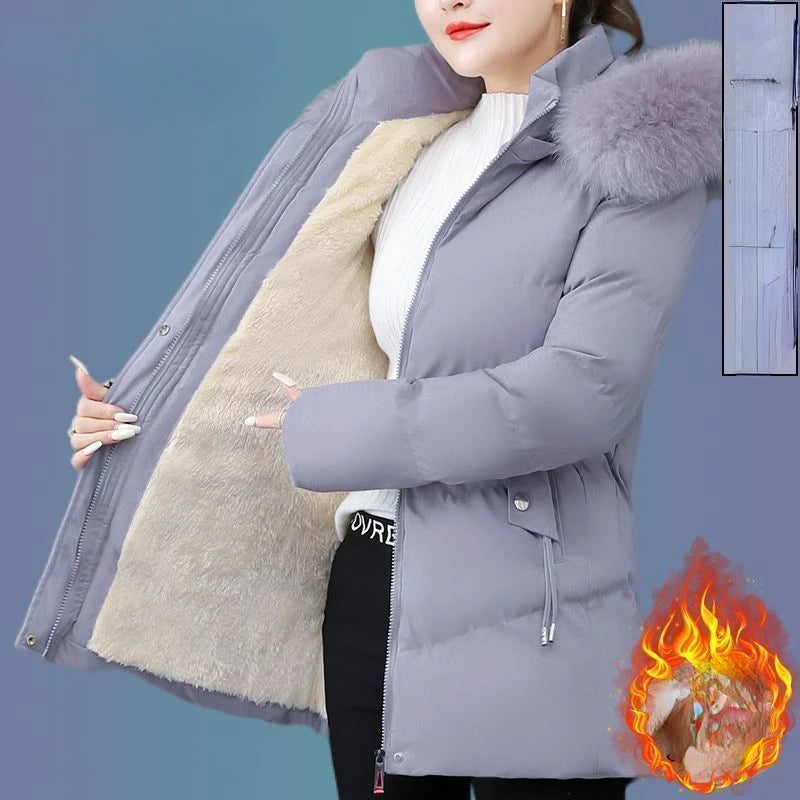 Veste à capuche en coton Smile pour femme, manteau d'optique, parkas chaudes en fourrure, coupe-vent, super chaud, vêtements pour femmes, hiver