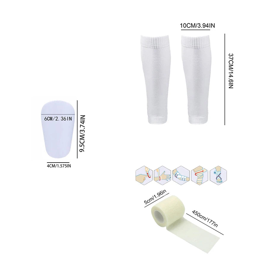 Kit Football 4 Pièces — Chaussettes + Manchons Protège-Tibias + Bandages
