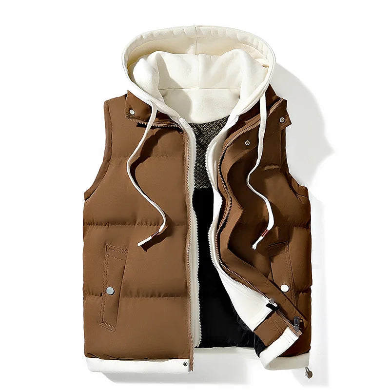 Chaqueta de invierno con capucha para hombre, abrigo de plumón de algodón, chaleco grueso, chaleco cálido, abrigo casual
