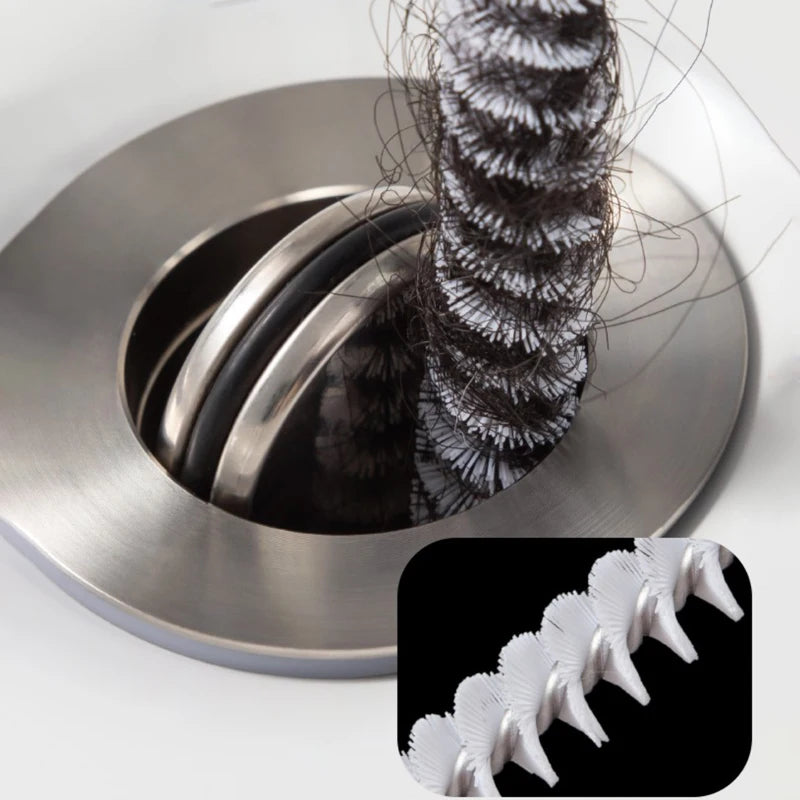 1 brosse de nettoyage pour évier, déboucheur flexible pour éviers et canalisations, pour salle de bain et cuisine