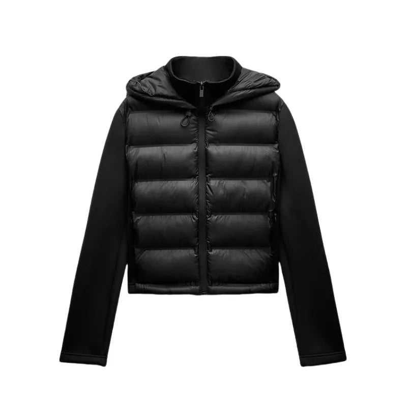 2025 hiver nouveauté doudoune chaude légère pour femme avec manches longues et manteau de sport à capuche avec fermeture éclair 4391742