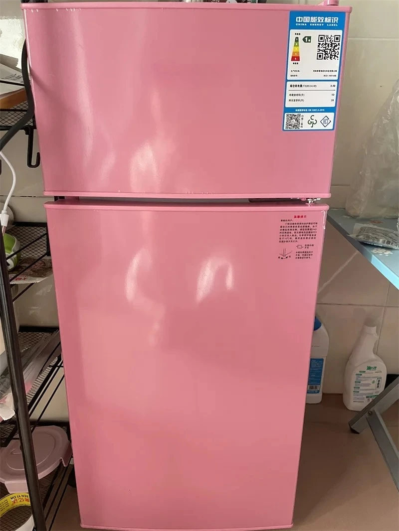 Refrigerador de doble puerta para apartamento de alquiler, pequeño refrigerador doméstico con congeladores profundos, refrigerador de bajo consumo de nivel uno
