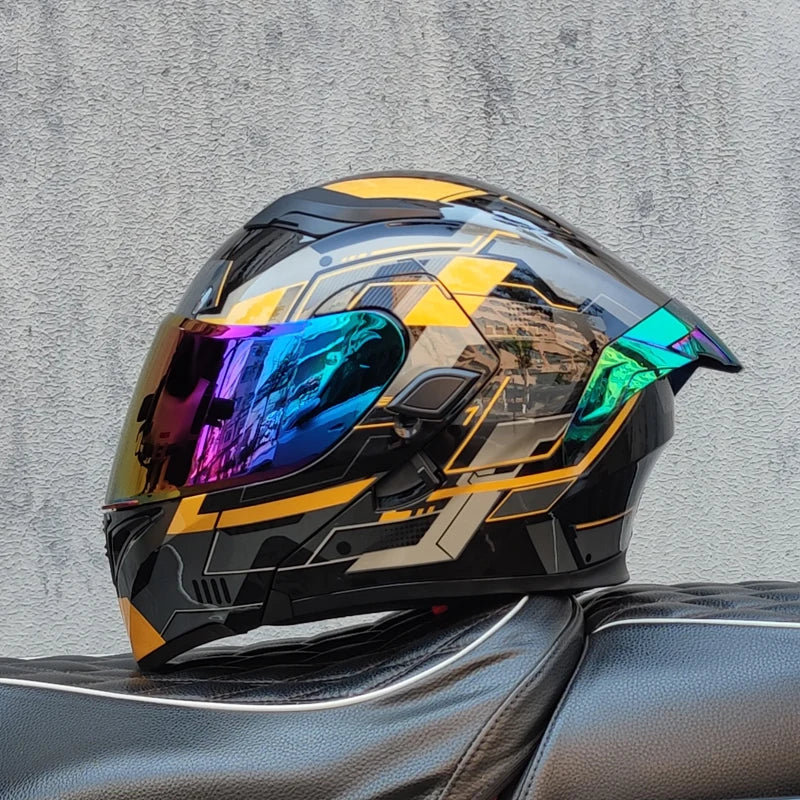 ORZ Motorcycle Helmets Dual Visors DOT Approved Modular Flip Up Helmet Full Face Motorcycle Racing Helmet Motocross Helmet DOT