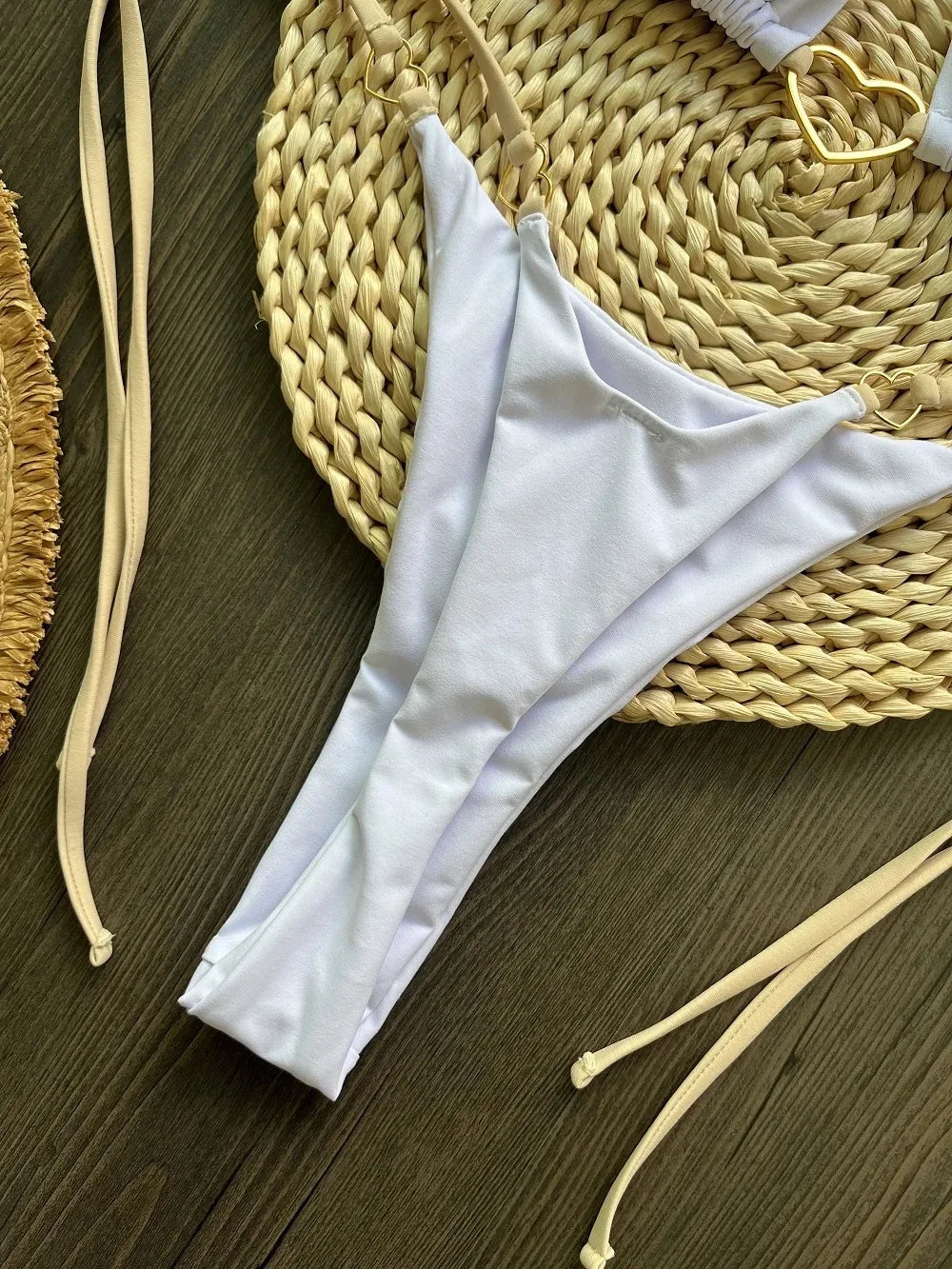 Ensemble bikini sexy dos nu couleur unie taille basse pour femme, maillot de bain deux pièces triangle string brésilien