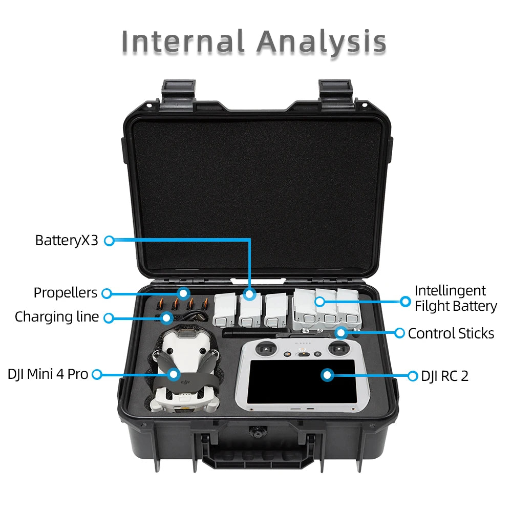 For DJI Mini 3/4Pro Case Mini 4 Pro Explosion-proof Case Mini 4 Pro Portable Bag Waterproof Hard Shell Large Capacity Case