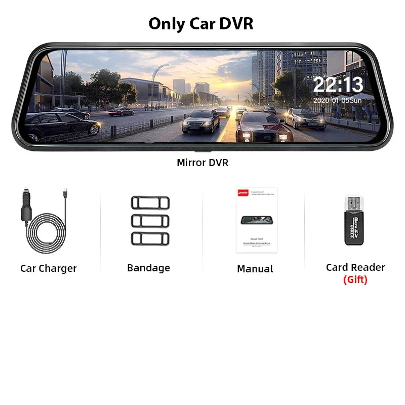 Dashcam voiture 10 pouces 4K Super Vision nocturne — écran tactile, double objectif, enregistreur de tableau de bord