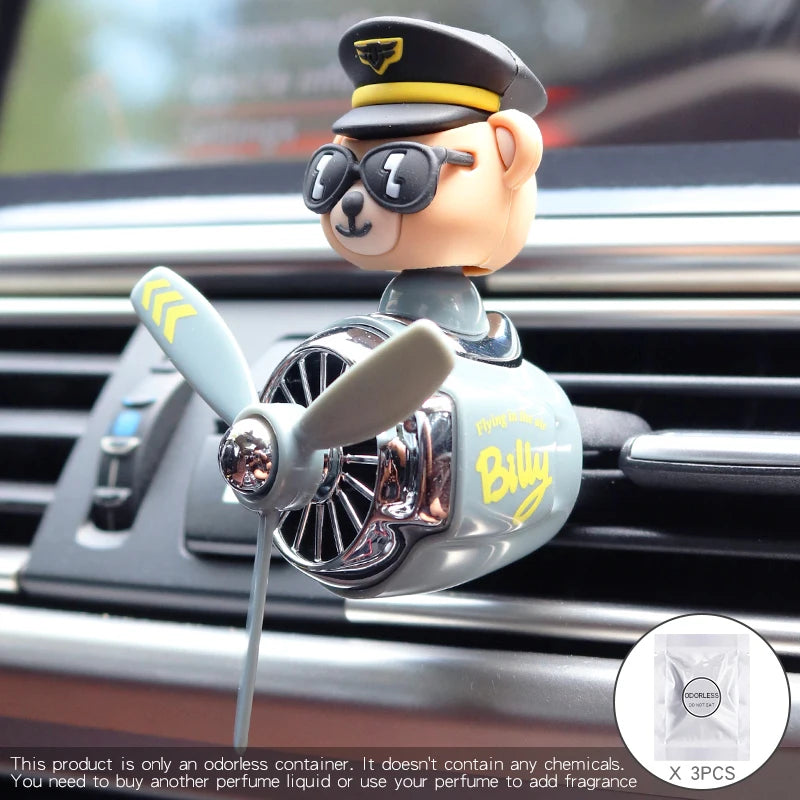 Inodore bricolage parfum ornement avion pilote ours voiture désodorisant décoration accessoires arôme évent clip parfumé diffuseur hommes