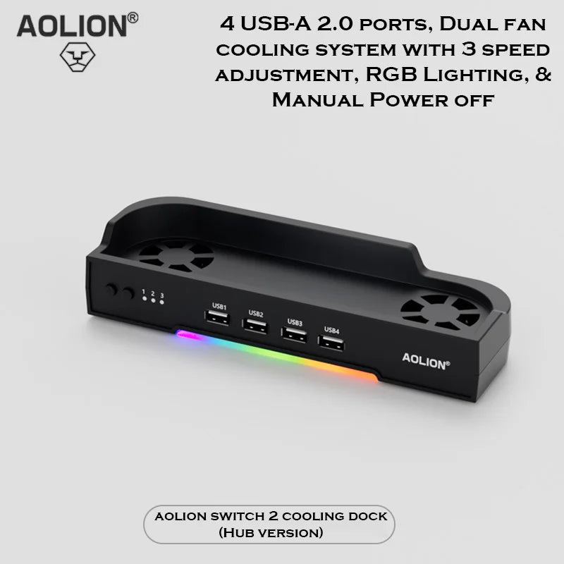 Dock RGB avec ventilateur de refroidissement HUB portable — console jeu, base d'extension, support mural, accessoires