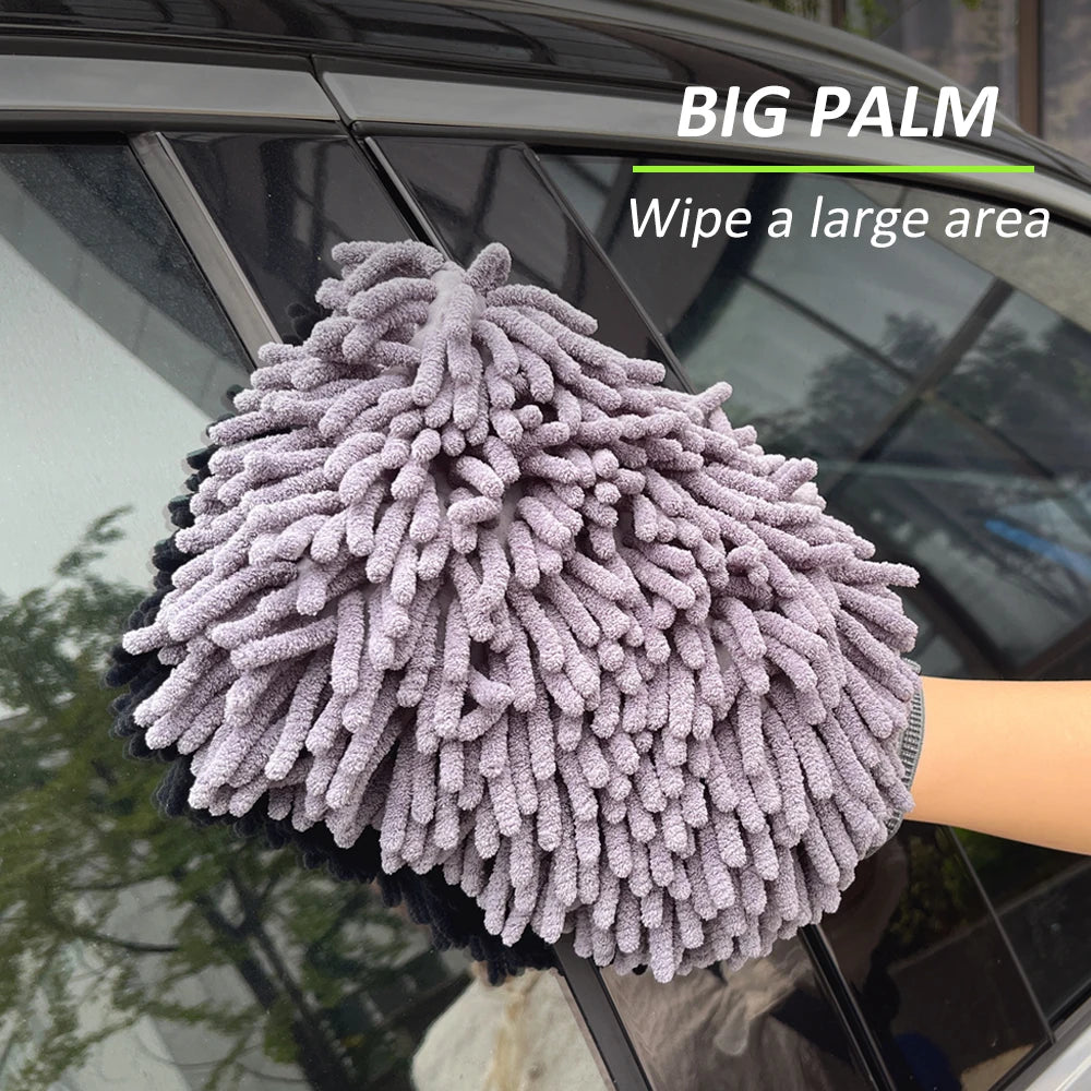 Gants de lavage de voiture, gant en Chenille, chiffons en peluche épais double face, fournitures de voiture, outils de nettoyage, accessoires automobiles, détails de voiture