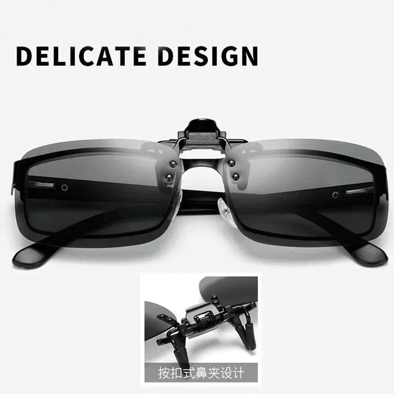 Lunettes de soleil polarisées à lentilles grises, 4 couleurs, Clip rabattable UV 380, pour la conduite, la pêche, la Vision nocturne