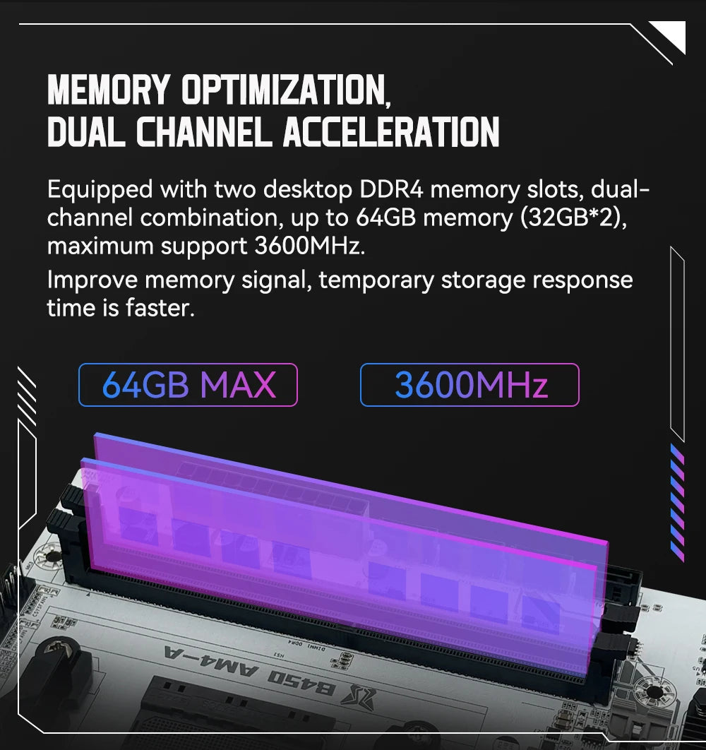 MACHINIST-Carte mère B450, processeur AMD, canal touristique, mémoire DDR4, carte mère AM4, M.2 NVcloser, prend en charge Ryzen 5500, 5600, 5600G CPU