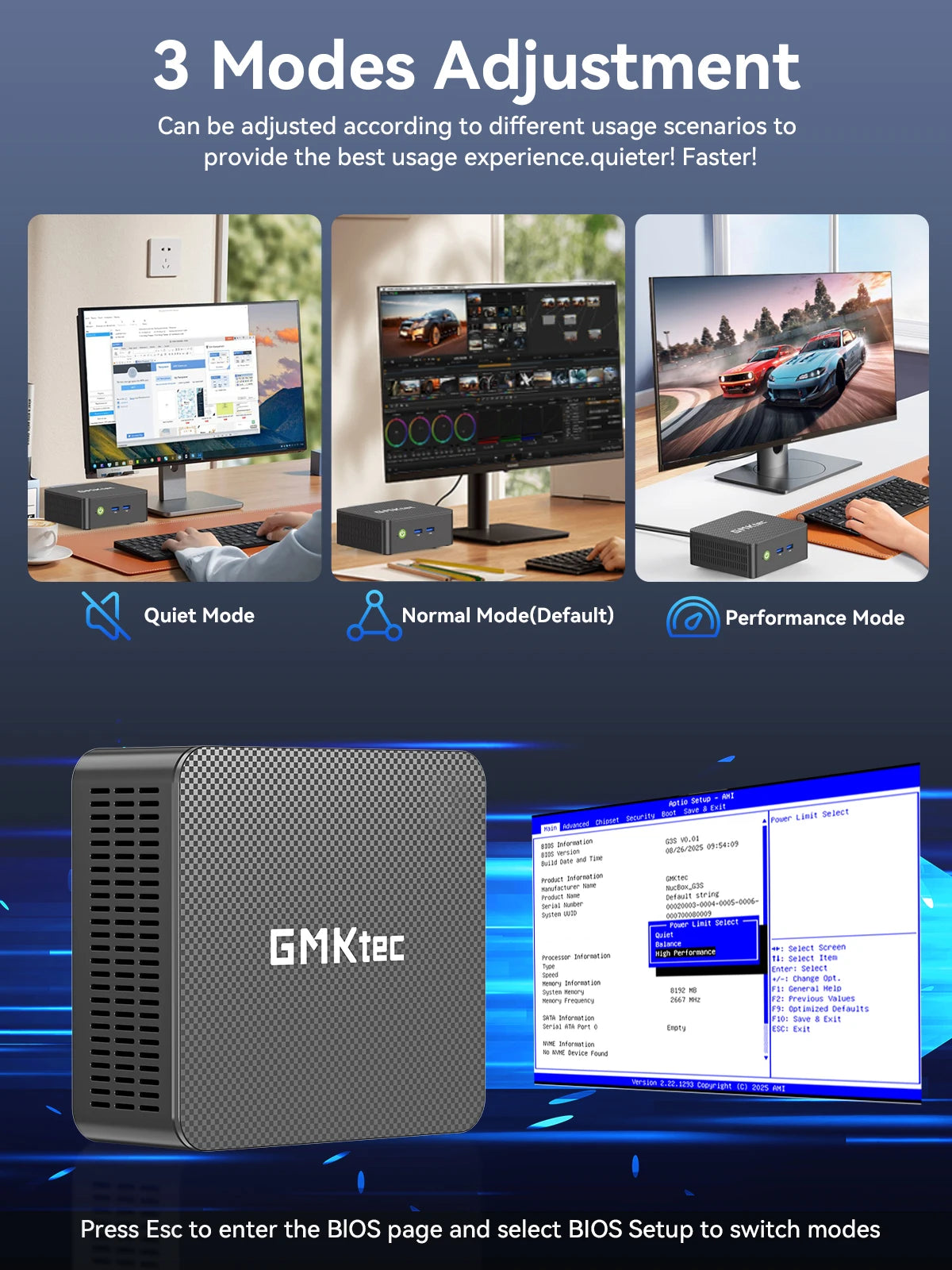 GMKtec G3S Mini PC Intel Alder Lake N95 Windows 11 Pro Mini PC 8GB DDR4 128/256GB PCIe M.2 SSD WiFi 5 BT5.0 ordinateur de bureau