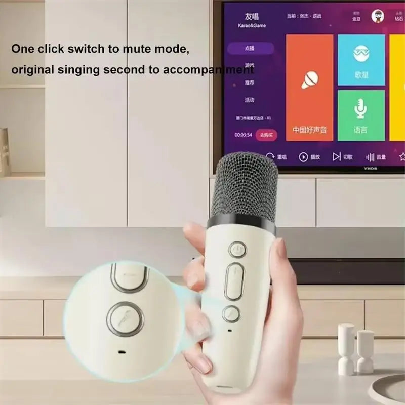 Altavoz Bluetooth inalámbrico Lenovo K1 con 2 micrófonos, máquina de karaoke con luz respiratoria para cantar en familia, regalos para niños