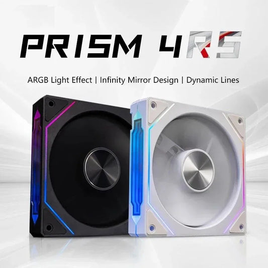 Ventilateur de boîtier d'ordinateur LDPCSJ PRISM 4 RS 12cm ARGB 4 broches, refroidissement silencieux, 12V, grand volume d'air, 800-1600 tr/min, pour PC de jeu de bureau