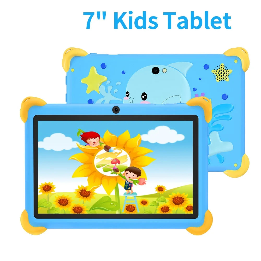 Tablette pour enfants de 7 pouces 5G avec motif de dessin animé, PC d'apprentissage et d'éducation Android avec étui à l'épreuve des enfants, tablette 4000mAh
