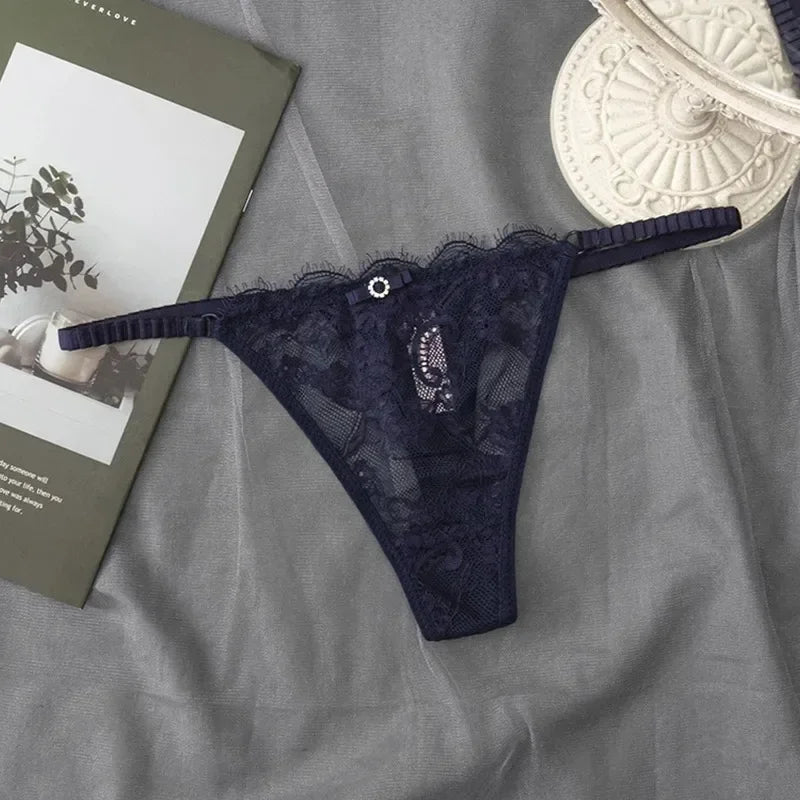 G-String Dentelle Femme — Culotte Lingerie Taille Basse Couleur Unie