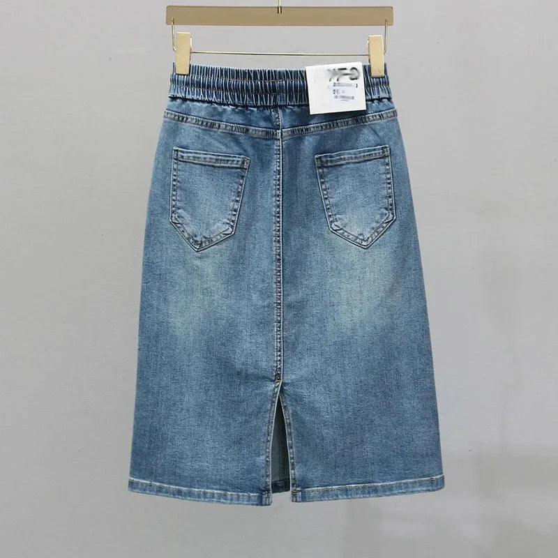 Jupe Longue Denim Femme Grande Taille 5XL — Coreenne Taille Haute A-Ligne
