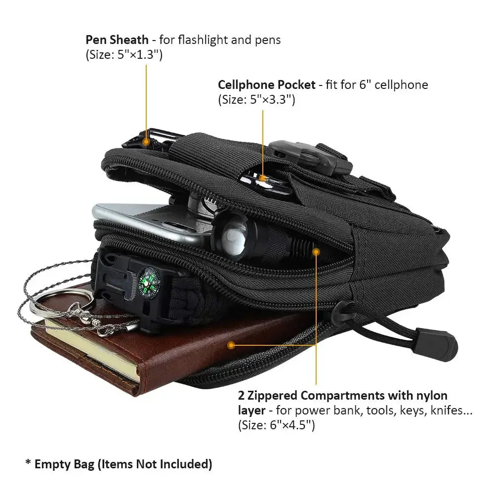Sac de taille tactique pour hommes, sac Molle de chasse en plein air, Pack EDC multifonction, Sport, randonnée, chasse, outils de travail, pochette pour téléphone portable