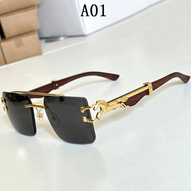 Lunettes de soleil carrées sans bords pour femmes et hommes — vintage, mode, 2024