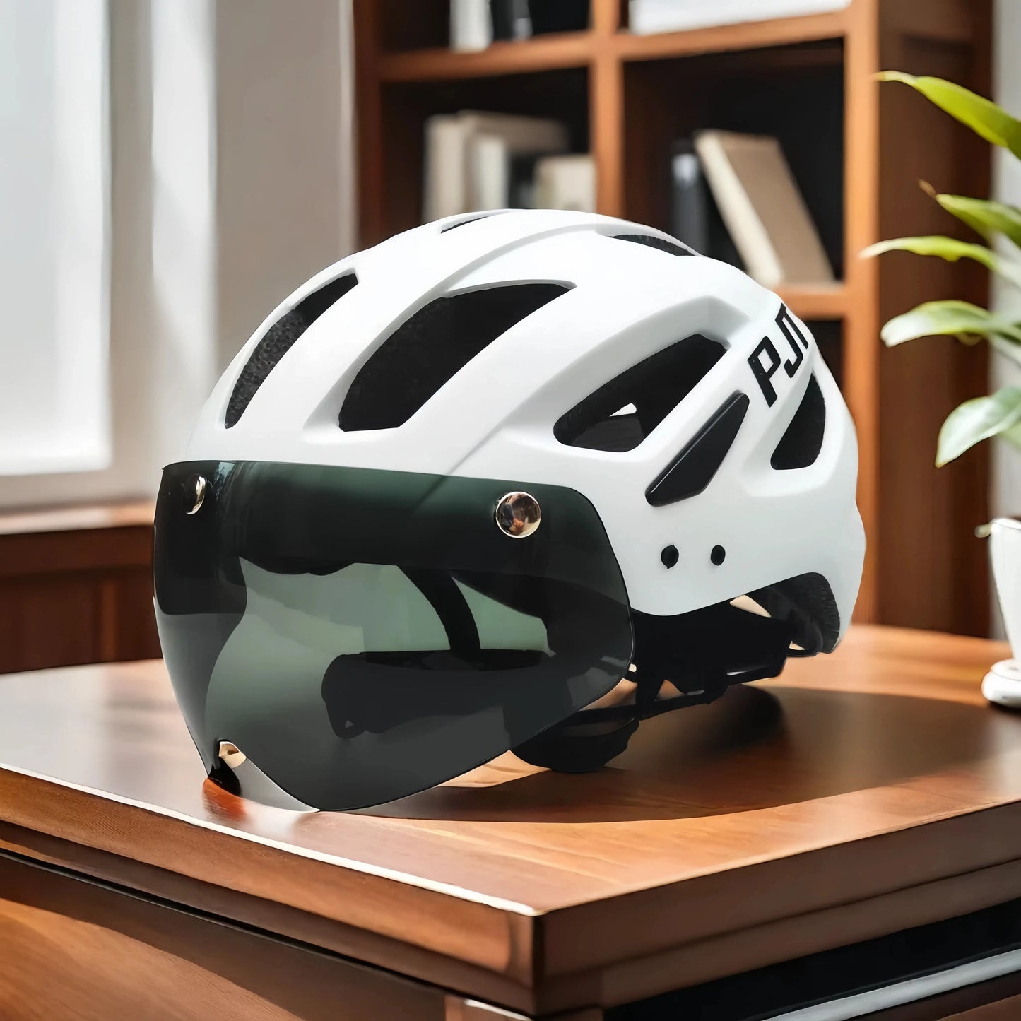 Casque vélo avec feu arrière LED USB rechargeable — lunettes de soleil intégrées, cyclisme route/VTT