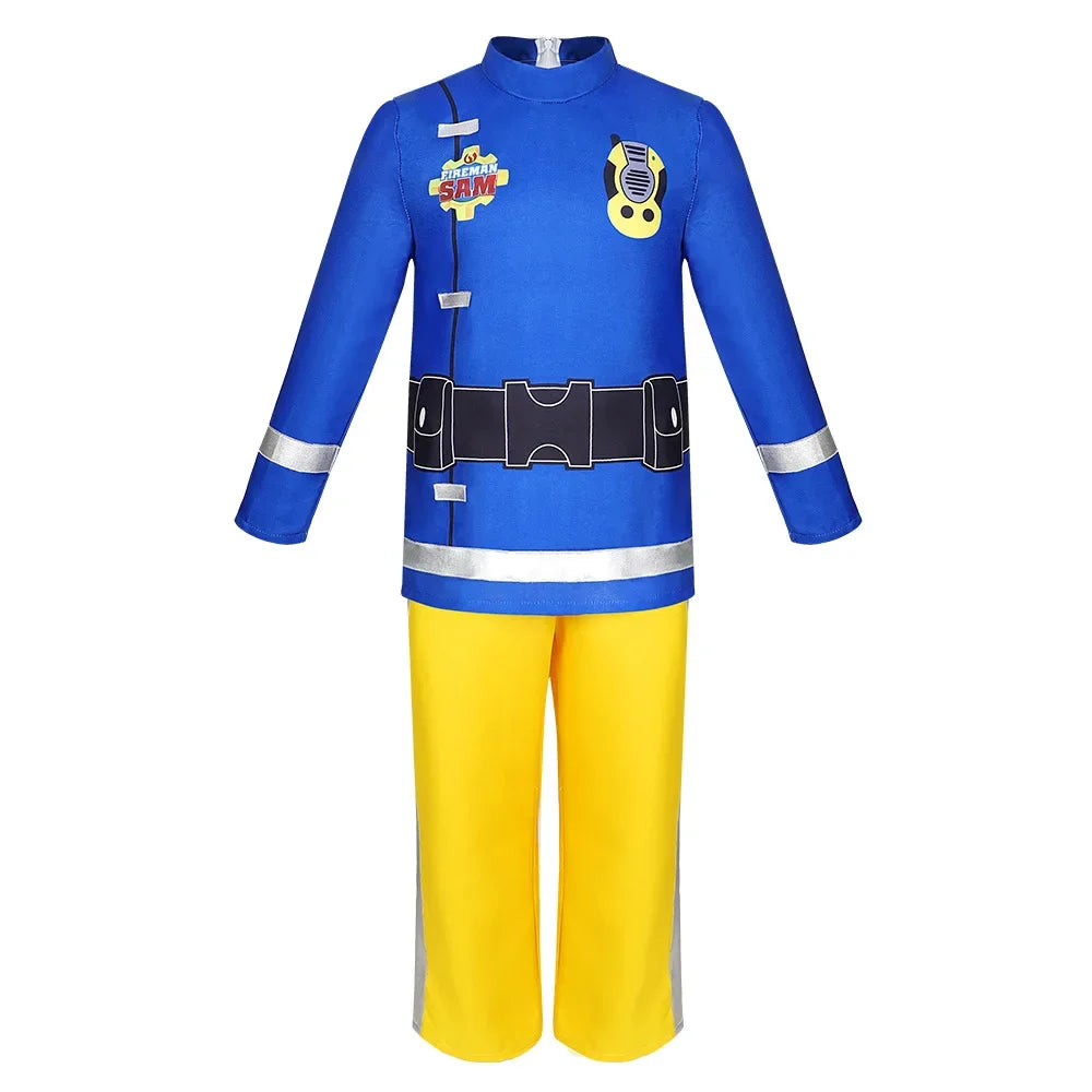 Fireman Sam Cosplay Costume for Kids, Halloween Fancy Dress, Birthday Gift