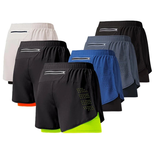 Short de course pour hommes, séchage rapide, Fitness, noir, Double couche, nouveau Sport, entraînement, musculation, pantalon court